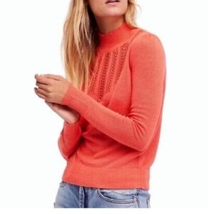 Free People Time After Time Linen blend sweater in a coral size large EUC